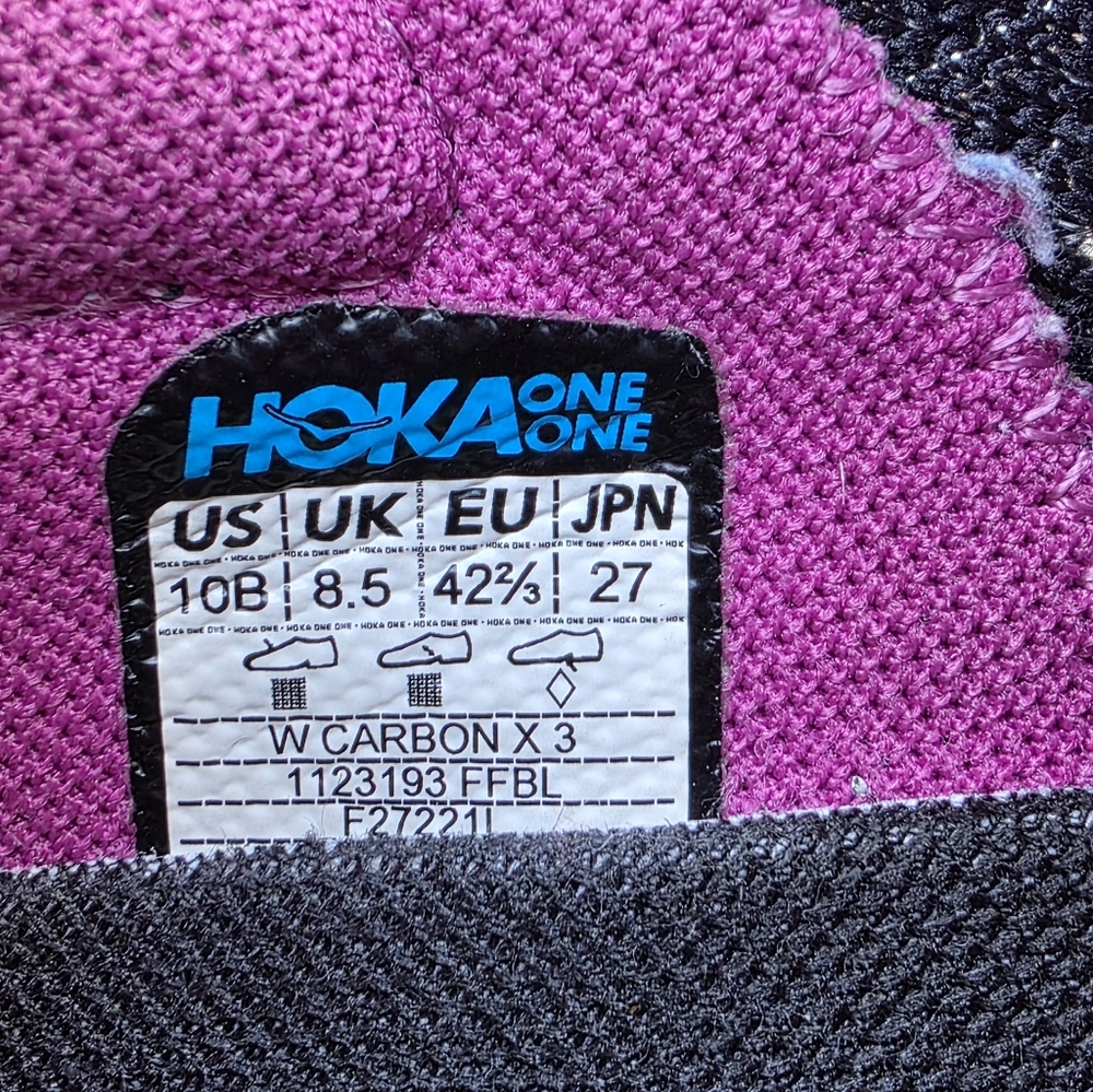 Hoka Carbon X 3 1123193 FFBL Festival Fuchsia/Black Running Shoe Women Sz 10 B - Picture 9 of 9